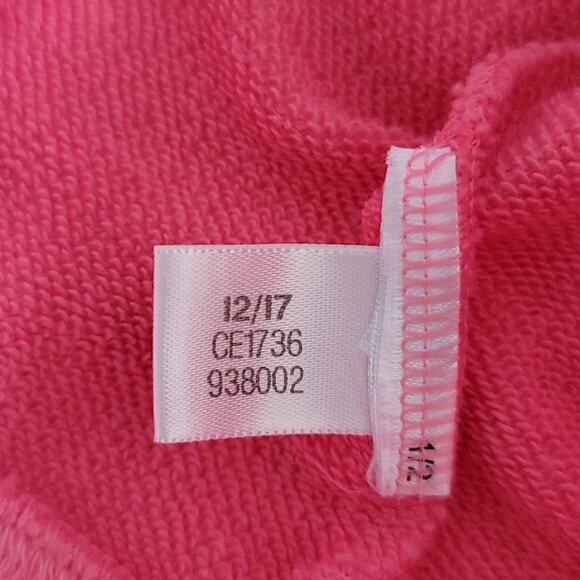 ADIDAS Hoodie Sweatshirt Colorado Cropped Velvet Trefoil Size Large Pink - Picture 8 of 9